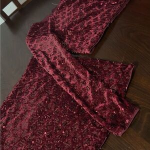 Burgundy Sequin Scarf